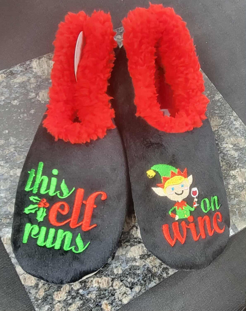 Accessories - Snoozies Slippers -  This Elf Runs on Wine