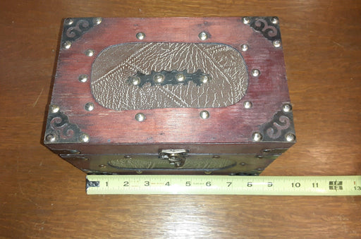 Box - Small Wood Decorative Trunk and Faux Leather Small Treasure Chest