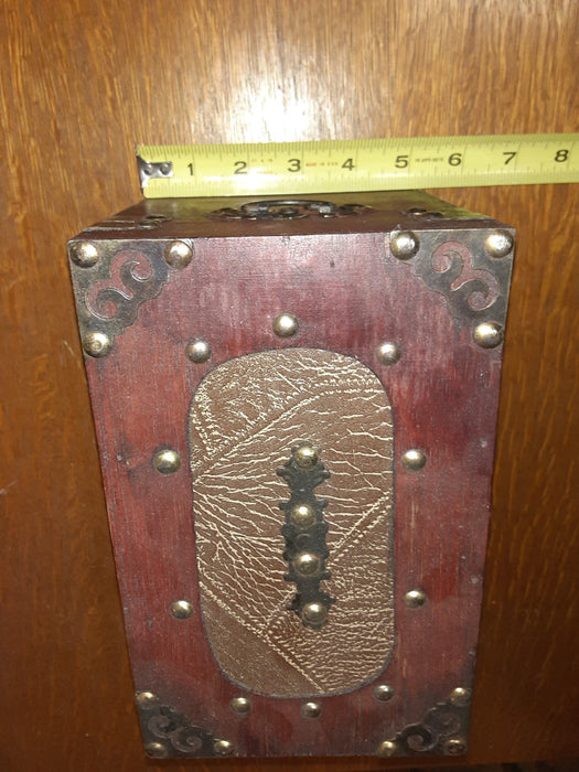 Box - Small Wood Decorative Trunk and Faux Leather Small Treasure Chest