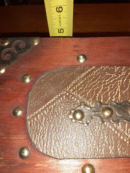 Box - Small Wood Decorative Trunk and Faux Leather Small Treasure Chest