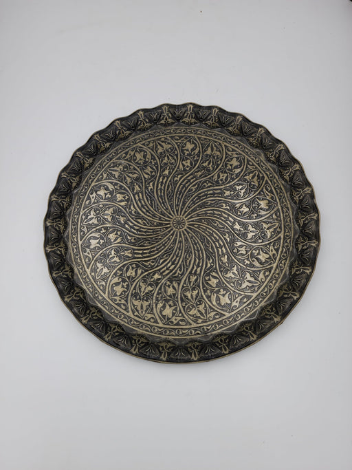 Turkish Ottoman Coffee Tea Serving Tray – 13.75 Inches, Wavy Zamac Tray