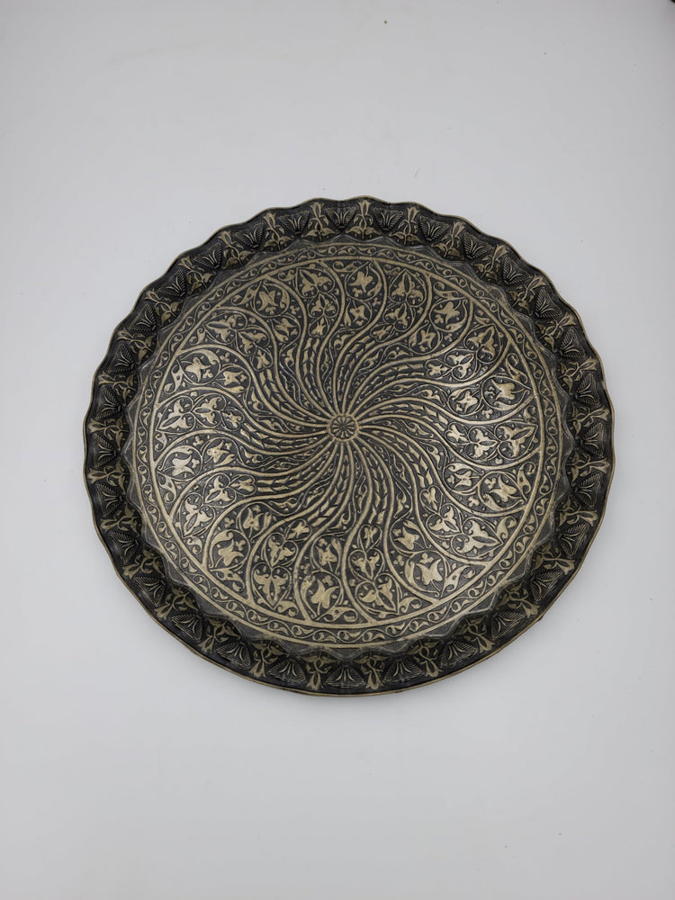 Turkish Ottoman Coffee Tea Serving Tray – 13.75 Inches, Wavy Zamac Tray