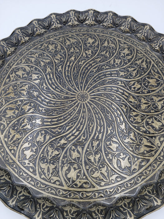 Turkish Ottoman Coffee Tea Serving Tray – 13.75 Inches, Wavy Zamac Tray