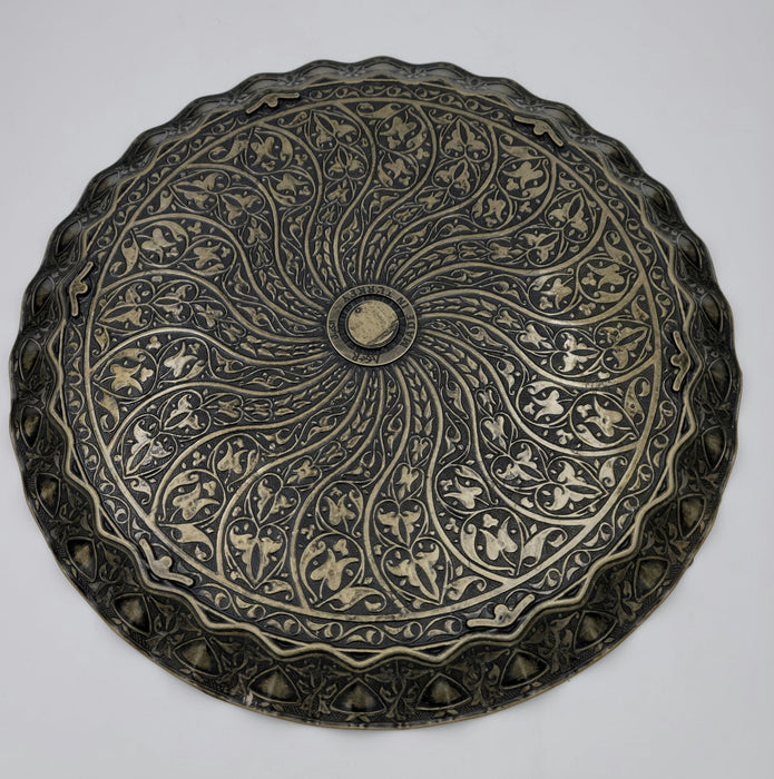 Turkish Ottoman Coffee Tea Serving Tray – 13.75 Inches, Wavy Zamac Tray