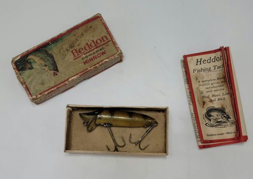 Heddon Fishing lure Dowagiac Minnow with paper and box.1920 to 1927