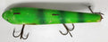 GREEN, YELLOW, IVORY, RED 10" WOOD 3 HOOK FISHING LURE- MUSKIE, SALMON, LARGE BASS AND MORE!