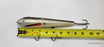 GREY, IVORY RED BLACK 3 HOOK WOOD CRANKBAIT- 10" FISHING LURE- MUSKIE, SALMON, LARGE BASS AND OTHER LARGE FISH.