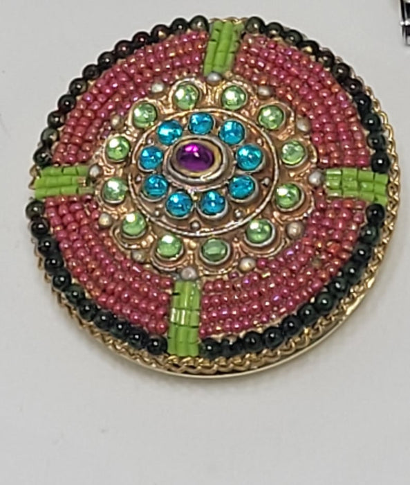 Set of Jeweled Compact Mirror, Pill Box, & Card Holder