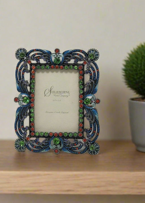 Sherborne Genuine Czech Crystal Photo Frame Blue, Green, Pink