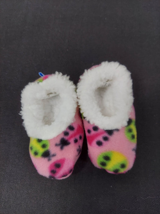 Snoozies Slippers - Pink and White Baby Slippers 0 to 3 Months