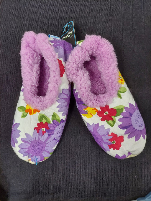 Snoozies Slippers - Purple, Red and Yellow Flowers XL11/12