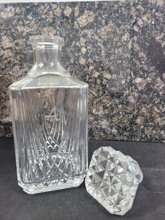 Crystal Glass Decanter Monogrammed with an "A" with Stopper