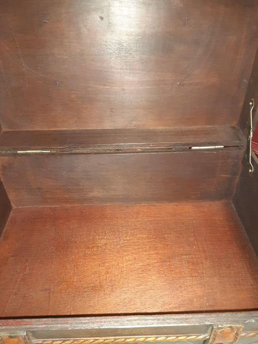 Box- Black and Brown Wood and Faux Leather Small Treasure Chest