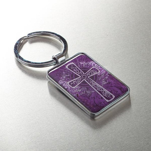 Keyring - Purple Metal Cross