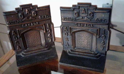 Bookends - Rare 1947 Ontario Agricultural College Presentation Piece Souvenir Building