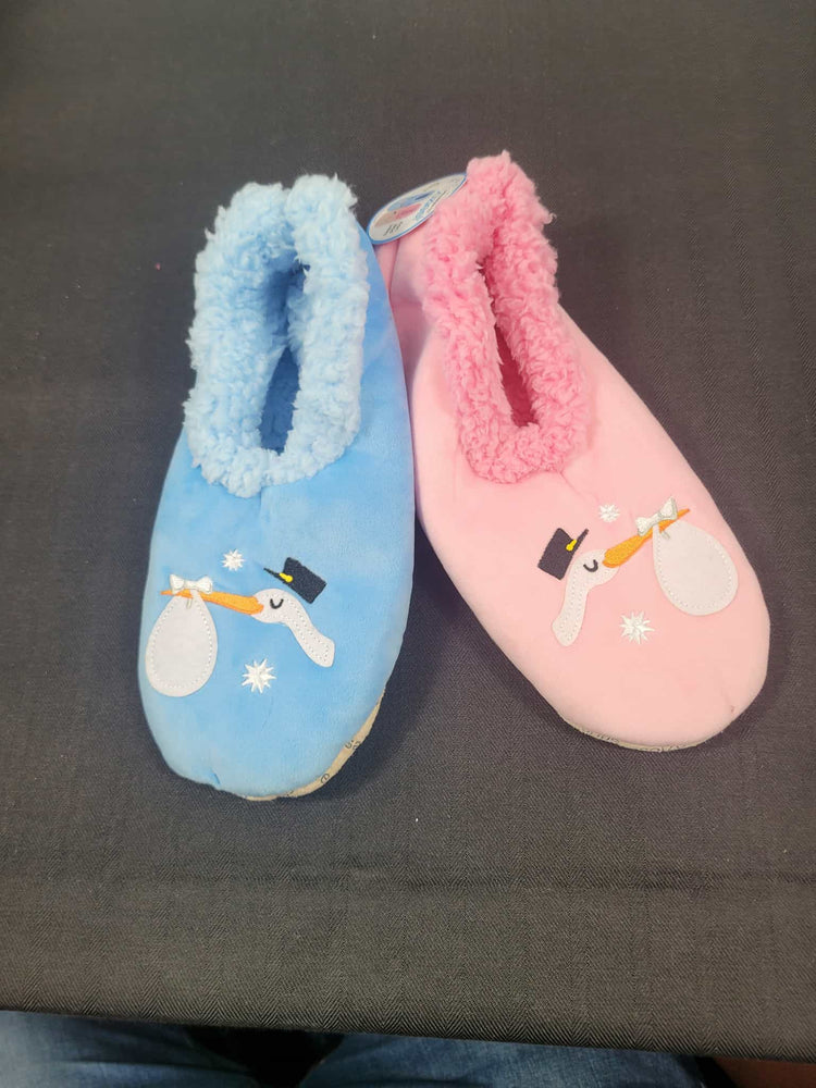 Accessories - Snoozies Slippers - Blue and Pink Stork
