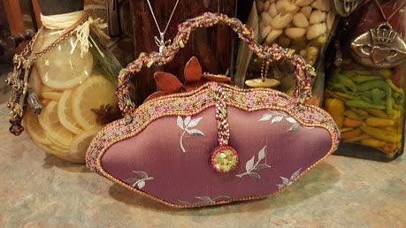 Mary Frances Hand Bag Pink Flowers Retired Design
