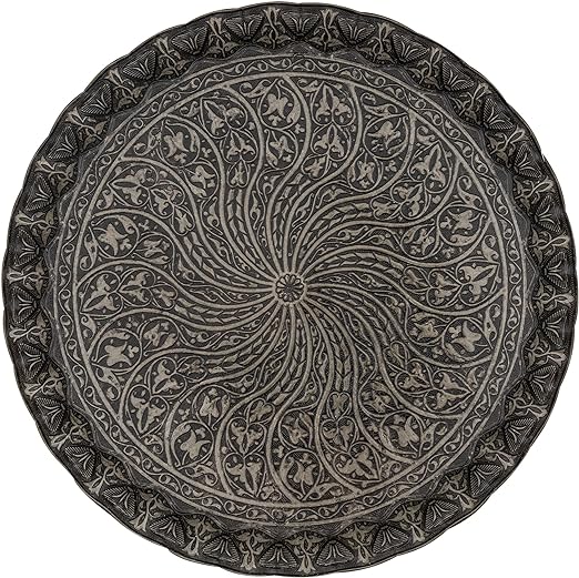 Turkish Ottoman Coffee Tea Serving Tray – 13.75 Inches, Wavy Zamac Tray