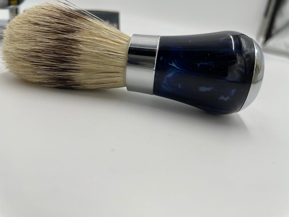 Kingsley Shave Set - Marble Blue look and Silver Handles, Soap and Stand SB-676