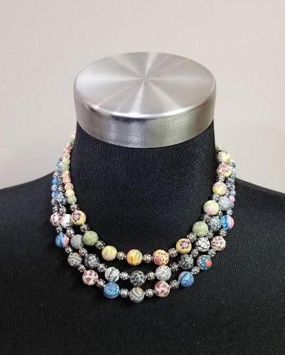 Jewelry - Viva Bead Clay Med Beads, Silver Beaded Necklace (5 Choices of colors)