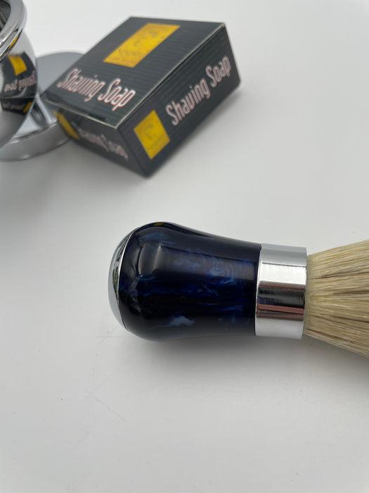 Kingsley Shave Set - Marble Blue look and Silver Handles, Soap and Stand SB-676