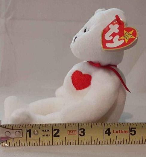 Plush - Valentino TY Beanie Bear Toy - White Bear with Heart