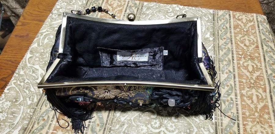 Mary Frances Hand Bag Black Ornate Retired Design