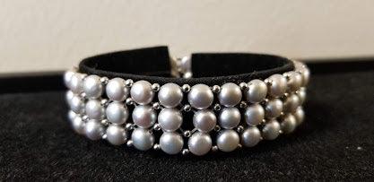 Jewelry - Sterling Silver Freshwater Cultured Pearl 3 Row Stretch Bracelet - Choice of Five Colors