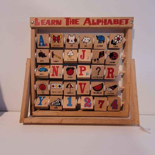 Toys - Learn the Alphabet vintage wood ABC flip blocks