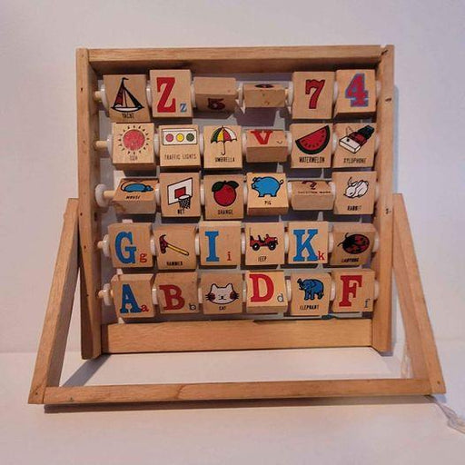 Toys - Learn the Alphabet vintage wood ABC flip blocks