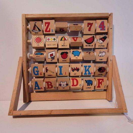 Toys - Learn the Alphabet vintage wood ABC flip blocks