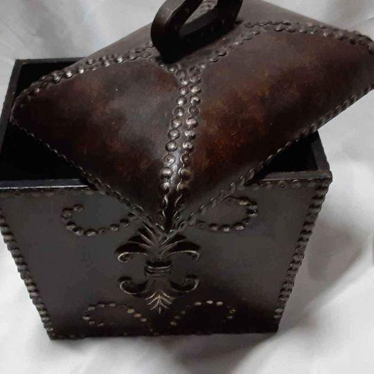 Box - Covered decorative dark brown box