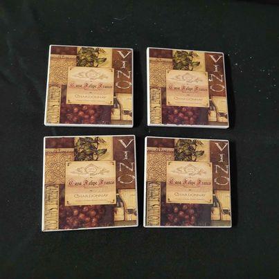 Coasters Set of 4 Chardonnay Vino
