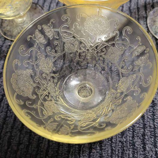 Vintage  5 Sherbet Depression Glass - yellow