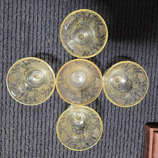 Vintage  5 Sherbet Depression Glass - yellow
