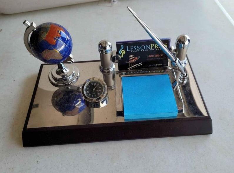 Writing Desk organization set - Silver with Globe