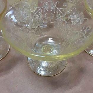 Vintage  5 Sherbet Depression Glass - yellow