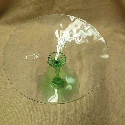 Green Glass stem serving dish