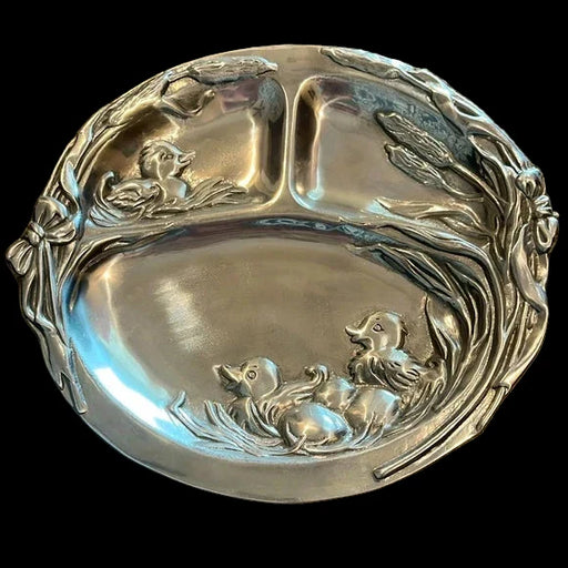 Arthur Court -Vintage DIVIDED 3 SECTION PLATE Ducks ducklings 1998