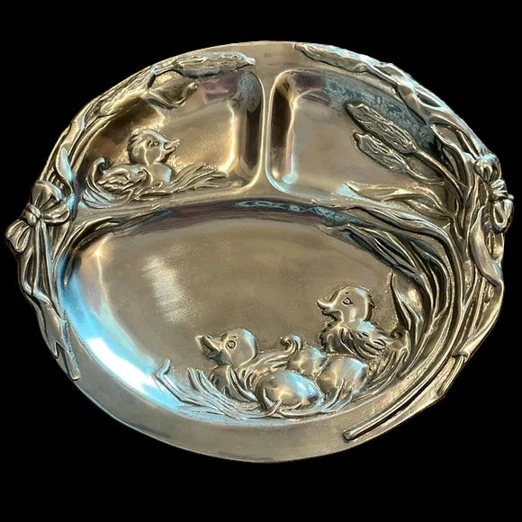 Arthur Court -Vintage DIVIDED 3 SECTION PLATE Ducks ducklings 1998