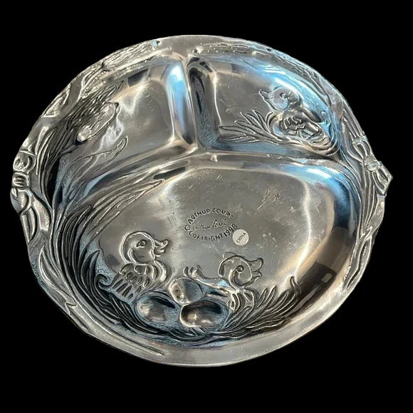 Arthur Court -Vintage DIVIDED 3 SECTION PLATE Ducks ducklings 1998