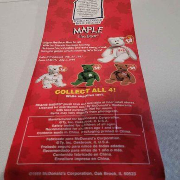 Plush -  TY Beanie Baby Maple Canada- New