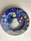 Collectible - Oneida Set Of 4  Snowman Stoneware Dessert Salad Plates