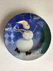 Collectible - Oneida Set Of 4  Snowman Stoneware Dessert Salad Plates