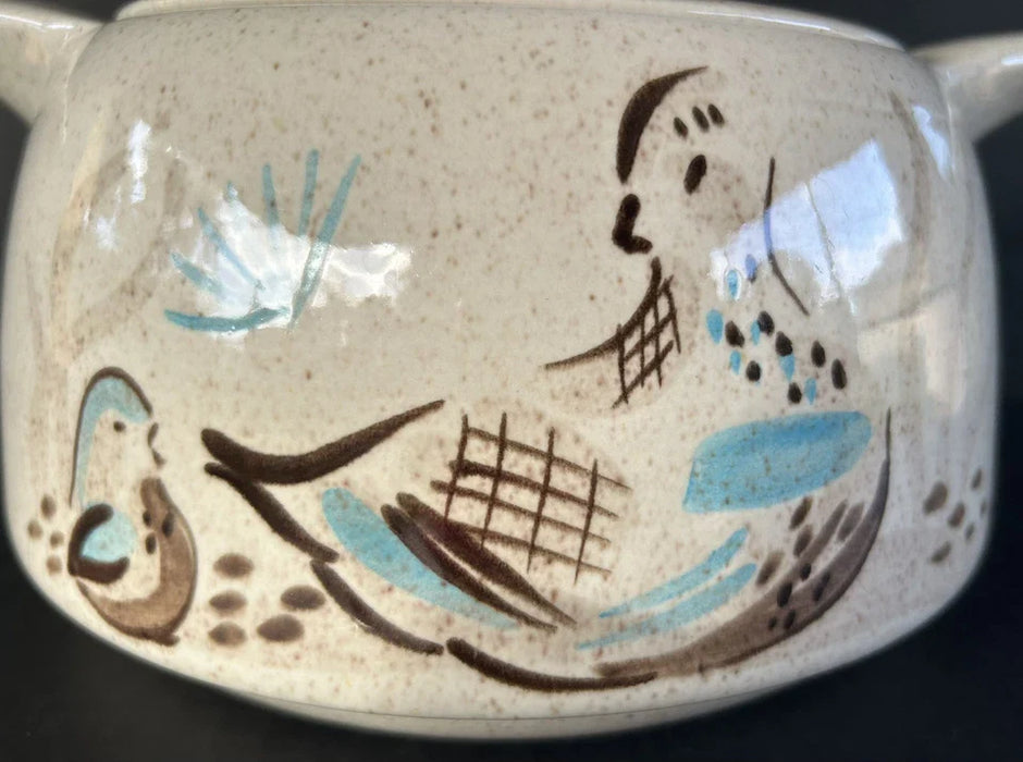 Vintage Red Wing Pottery Bob White Casserole Dish With Lid 2 Quart Mid Century