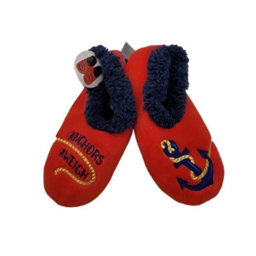 Snoozies Slippers - Anchors Aweigh M 7/8 Non-skid soles