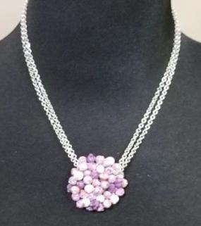 Jewelry - Viva Beads Necklace Flat Cluster Plum Orchard Polymer Clay Beads